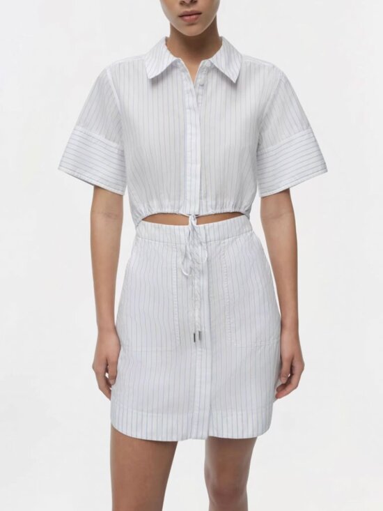 Simkhai Dresses & Skirts - MUST HAVE SIMKHAI Marcy Mini Shirt Dress 2/4/6 White Stripe Cotton Casual